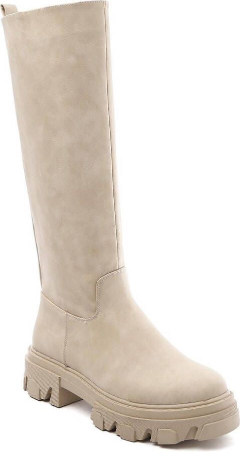 Smile Favorites WELOVESHOES® Laarzen Chelsea boots met Hak Imitatieleer Beige