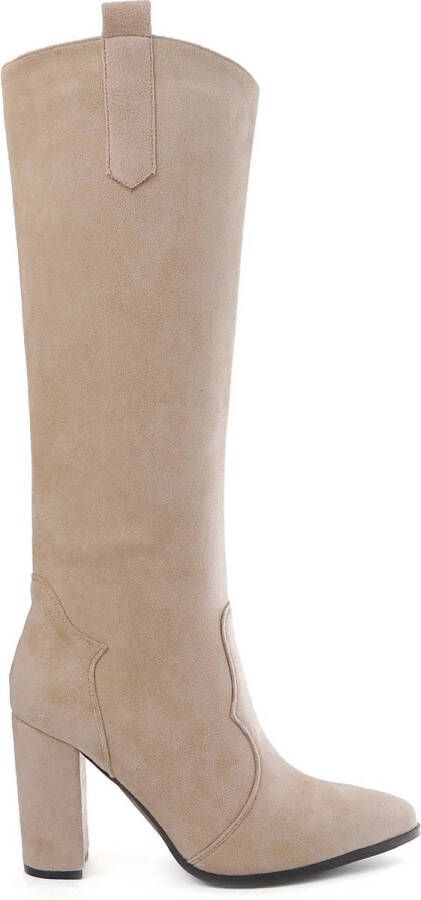 Weloveshoes Smile Favorites Dames Laarzen met Hak Beige Suedine