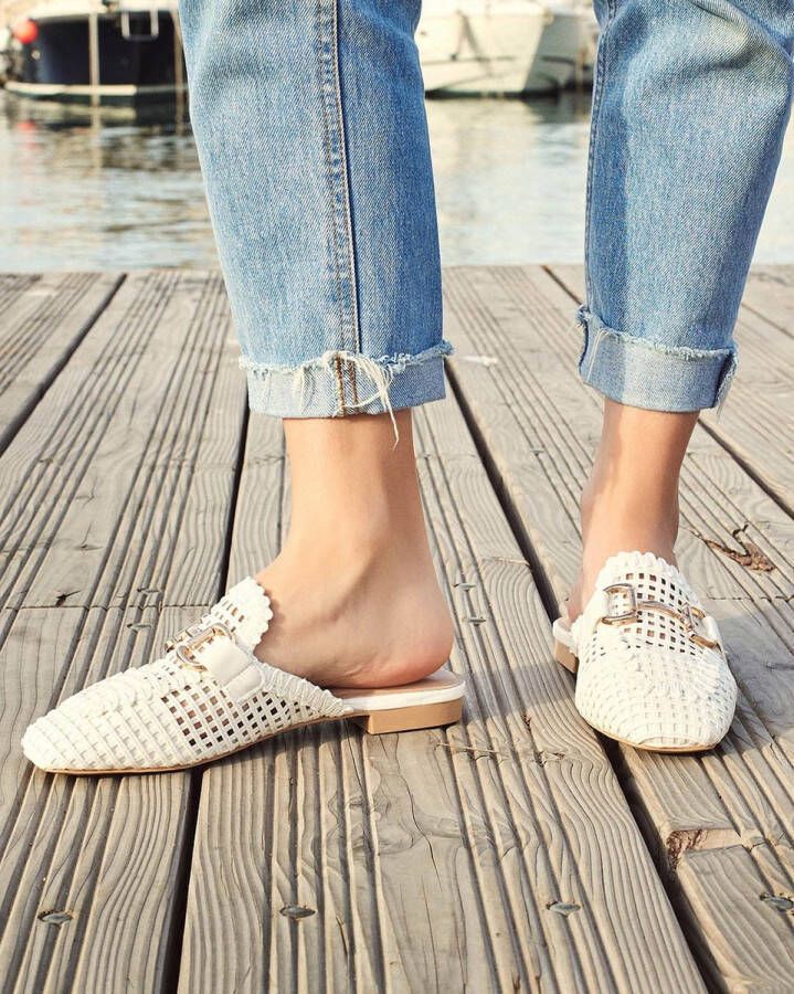 Weloveshoes SmileFavorites Loafers & Espadrilles Instappers Western Wit Imitatieleer