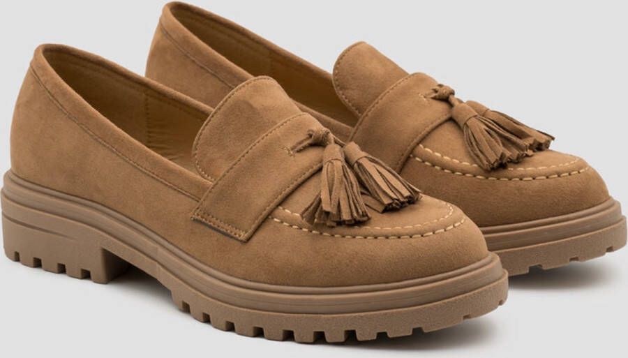 Weloveshoes SmileFavorites Loafers & Espadrilles Western Camel Suedine