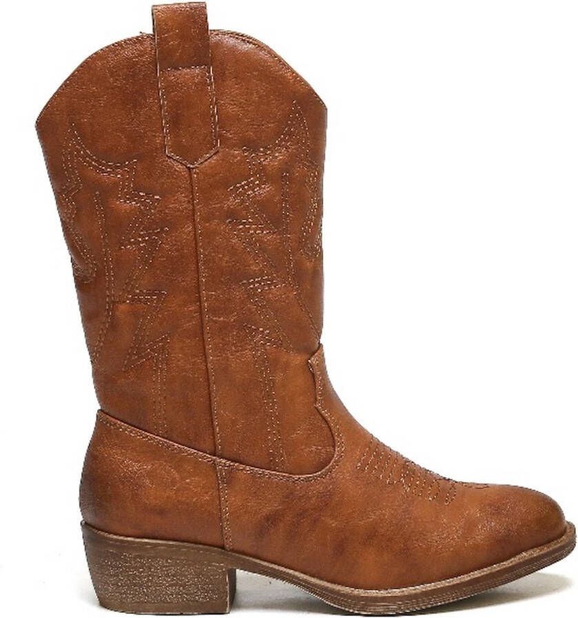 Weloveshoes Smile Favorites Meisjes Cowboylaarzen met Hak Beige Imitatieleer