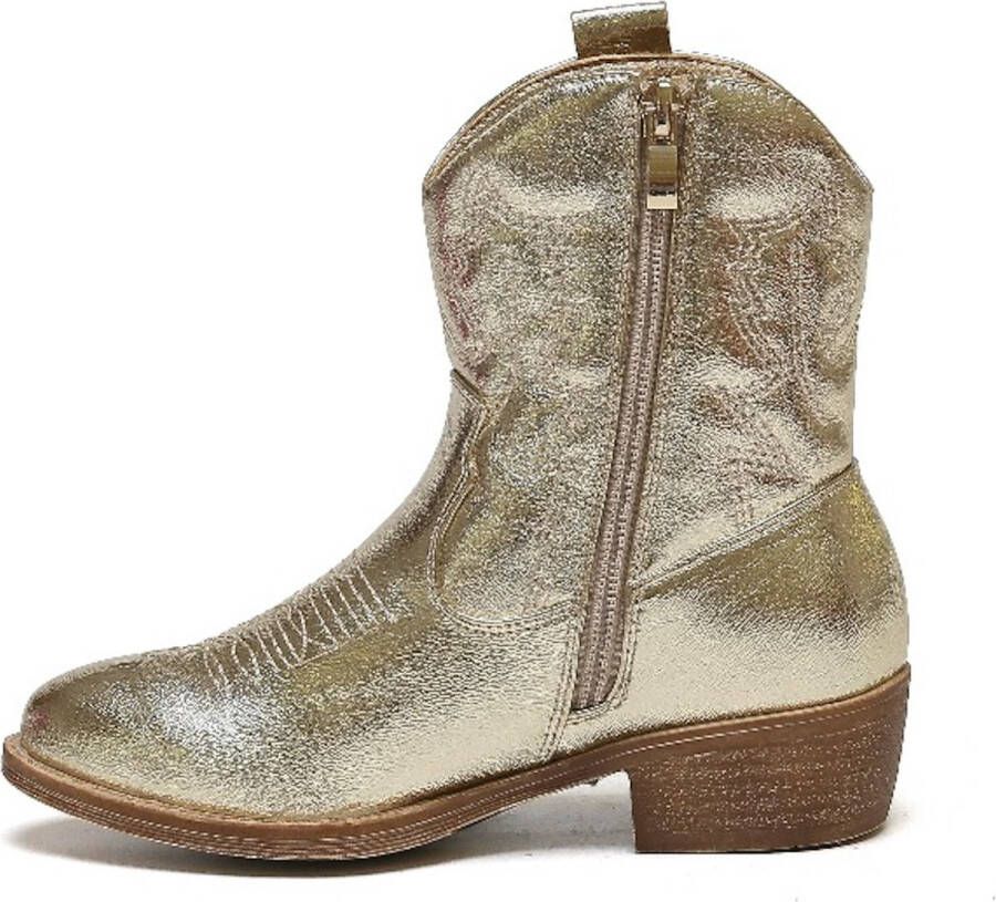 Weloveshoes Smile Favorites Meisjes Cowboylaarzen met Hak Kort Goud Imitatieleer