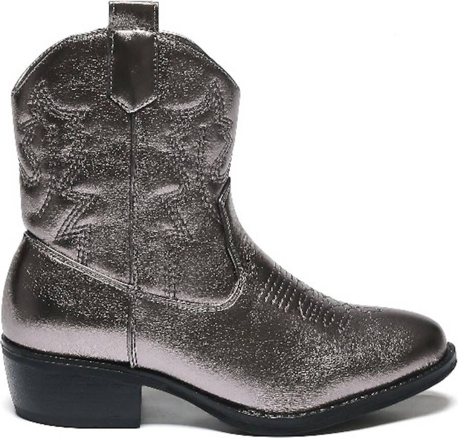 Weloveshoes Smile Favorites Meisjes Cowboylaarzen met Hak Kort Grijs Imitatieleer