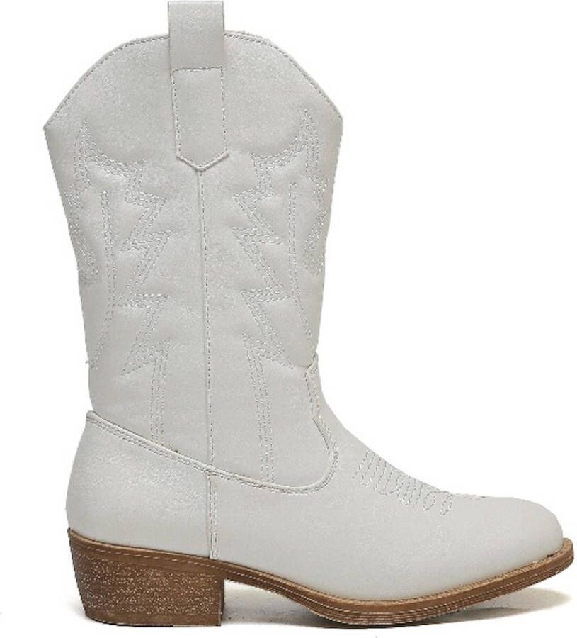 Weloveshoes Smile Favorites Meisjes Cowboylaarzen met Hak Wit Imitatieleer