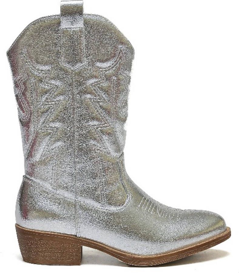 Weloveshoes SmileFavorites Meisjes Cowboylaarzen met Hak Zilver