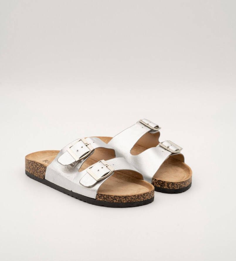 Weloveshoes SmileFavorites Sandalen Instappers Slippers Zilver Imitatieleer