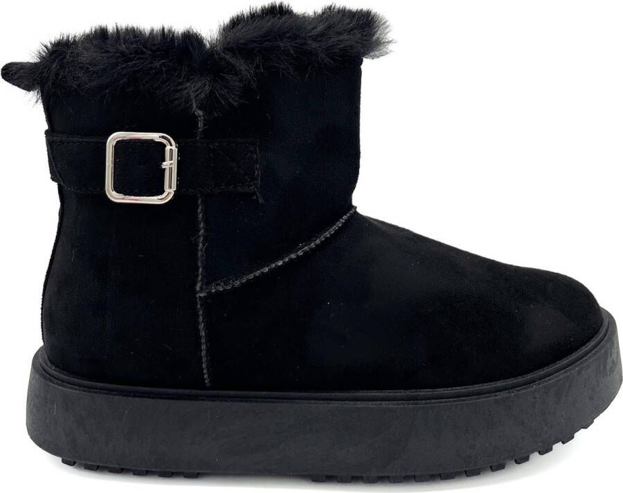 Weloveshoes Smile Favorites Dames Uggies Pantoffels Boots Zwart Stof