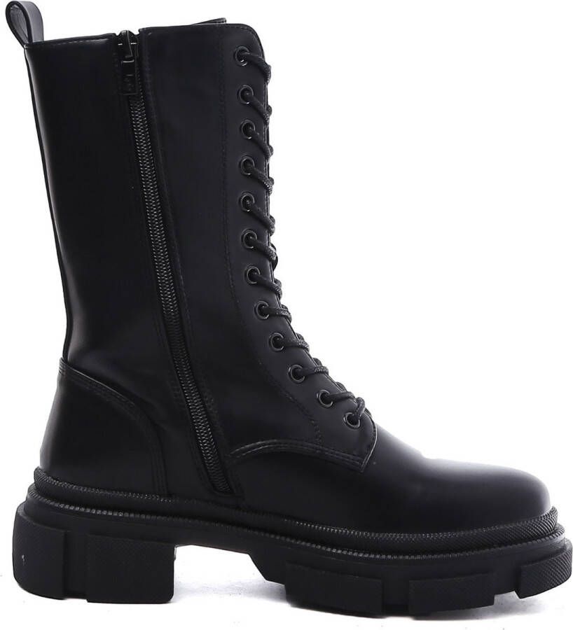 Weloveshoes SmileFavorites Veterboots met Hak Imitatieleer Zwart