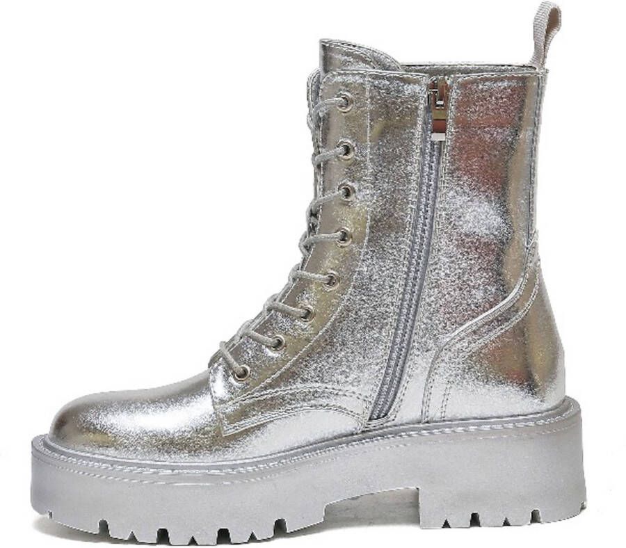 Weloveshoes SmileFavorites Veterboots Zilver Imitatieleer