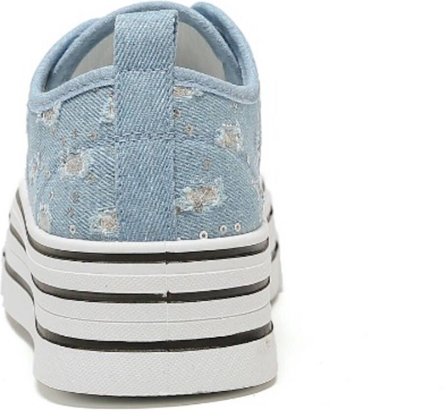 Weloveshoes SmileFavorites Dames Sneakers Blauw Stof