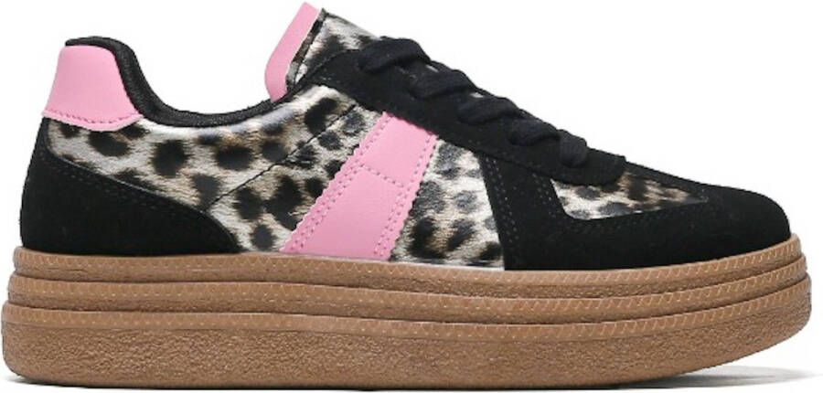 Weloveshoes Sneakers Zwart Samba Leopard