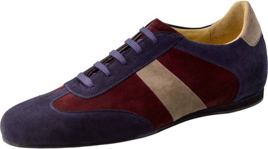 Werner Kern 28061 Bari Heren Dansschoenen met Uitneembaar Voetbed Danssneakers Heren Suede Ballroom Social Latin Salsa Beige Blauw Rood