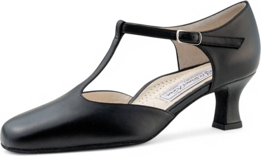 Werner Kern Celine Dames Dansschoenen met dichte neus Flare hak Comfort Lijn Suede Zool Ballroom Tango Latin schoenen Zwart