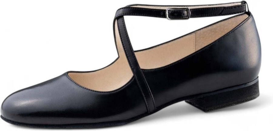 Werner Kern Fanny Comfortabele Ballroom Dansschoenen voor Dames Platte dansschoenen Suède zool hakhoogte Dansschoenen gekruiste bandjes Klassieke uitstraling Ballroom Latin Salsa Swing Zwart