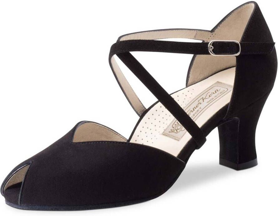 Werner Kern Fatima Dansschoenen Dames Hak Zwart suede Peeptoe Danshakken Ballroom Latin Salsa black