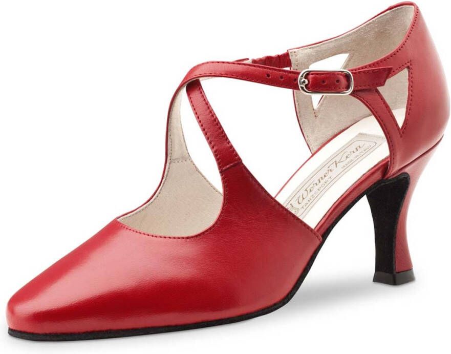 Werner Kern Ines Rode Dansschoenen voor Dames Danshakken Leer Dichte neus Hoge hak Tango Ballroom Latin Salsa schoenen Rood