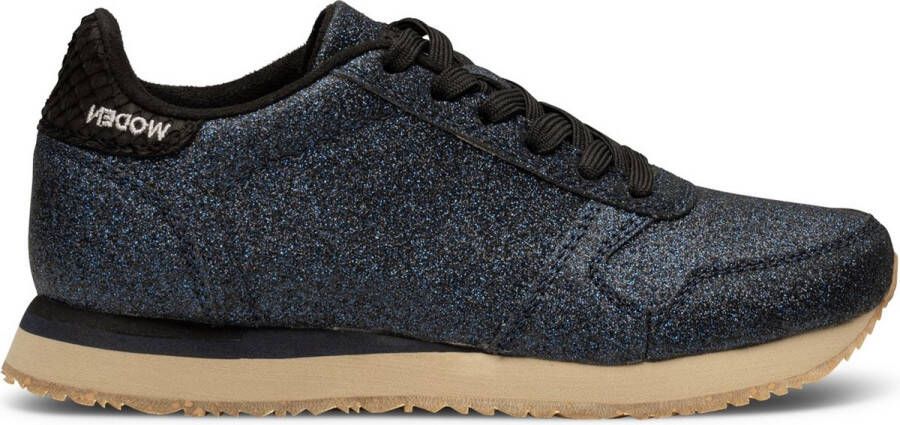 Woden Glitter Sneaker met Visleer Details Blue Dames