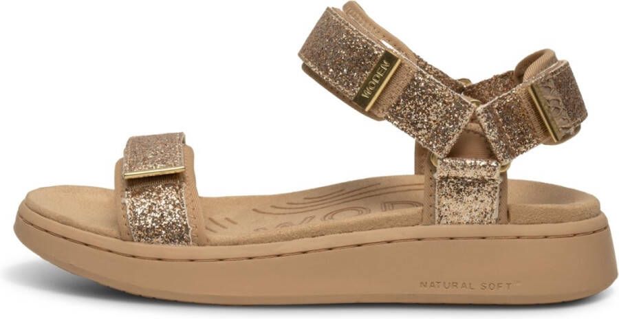 Woden Line Glitter Sandalen Dames Bruin