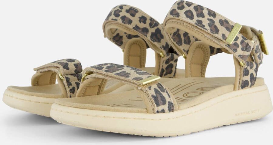 Woden Line Leopard Sandalen Leer Dames