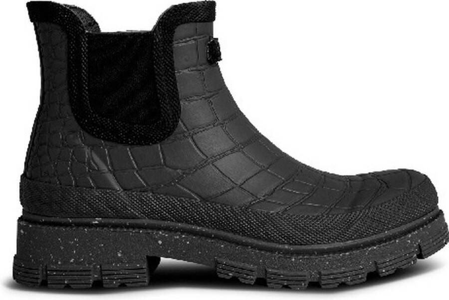 Woden Liv Croco Waterproof Laarzen Rubber Dames Zwart