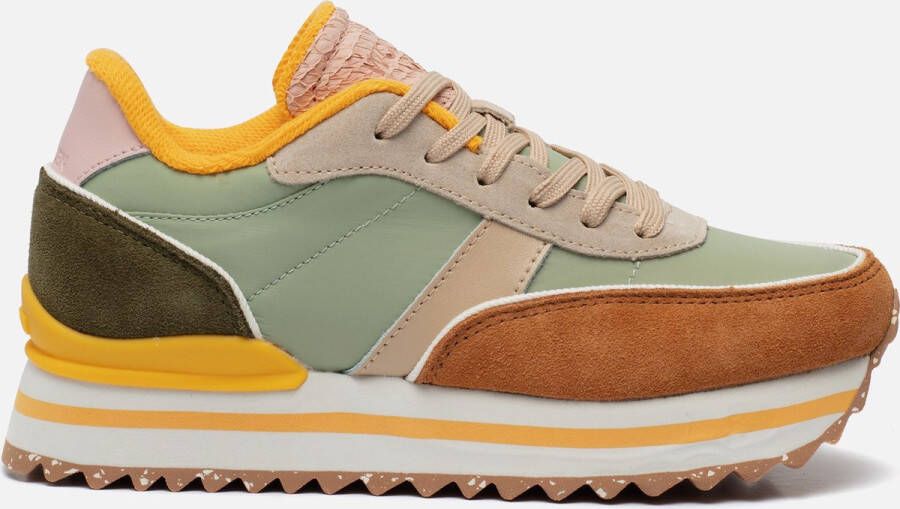 Woden Nellie II Plateau Sneakers groen Leer Dames