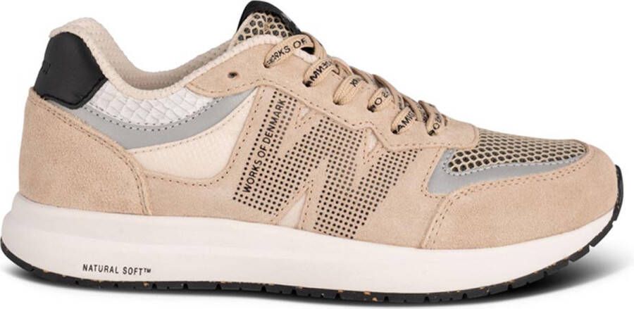 Woden Open Mesh Dames Sneakers Beige Multicolor Dames