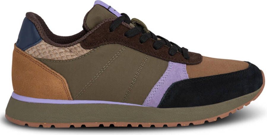 Woden Ronja dark olive multi dames sneakers