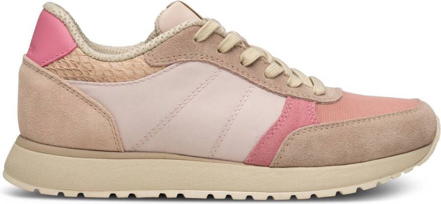 Woden Kleur-geblokkeerde leren sneakers met kurkzool Multicolor Dames