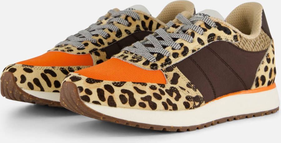 Woden Leopard Tijger Koeienhaar Slimme Modus Sneakers Brown Dames