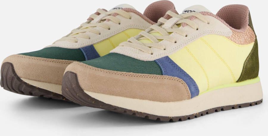 Woden Kleur-geblokkeerde leren sneakers met kurkzool Multicolor Dames