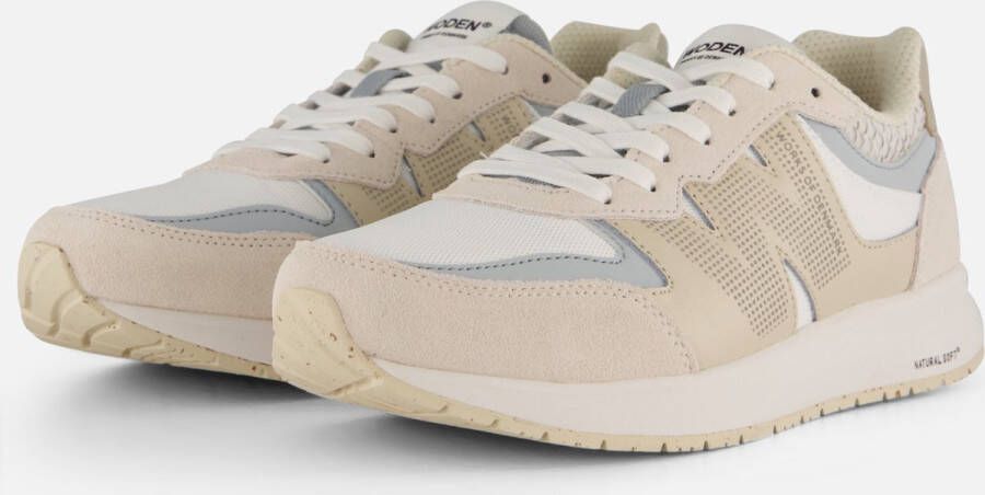 Woden Beige Suède Lage Sneakers met Reflecterend Detail Multicolor Dames