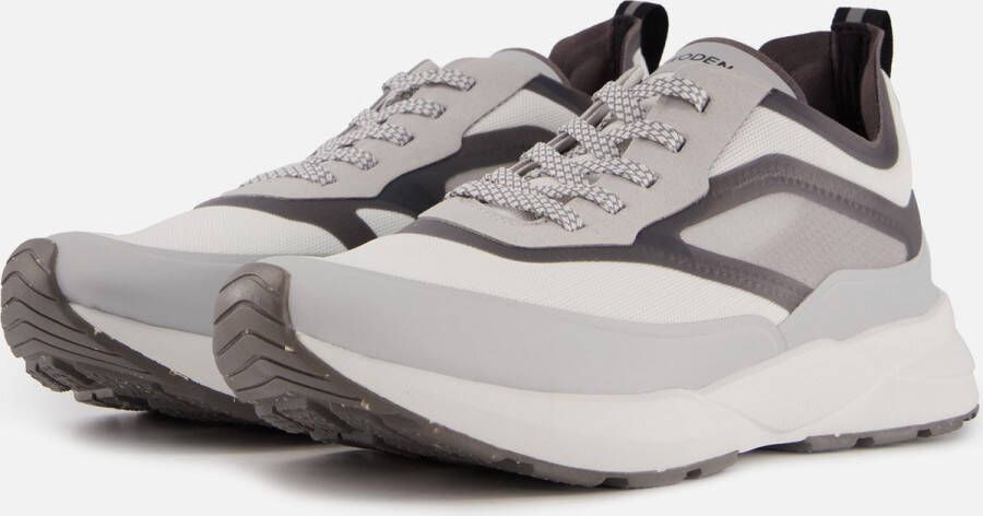 Woden Transparante Sportieve Sneaker met Gerecycled Textiel en Leren Details Gray Heren