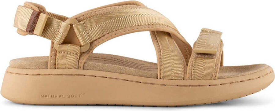 Woden Line Cross Beige dames sandaal