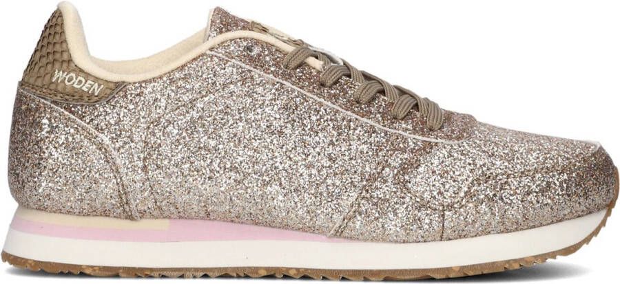 Woden Glitter Sneaker met Visleer Details Yellow Dames