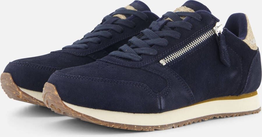 Woden Sneakers met rits van suède en visleer Blue Dames