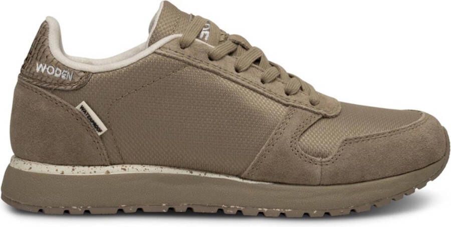 Woden Waterdichte Sneaker met Gerecycled Nylon en Leren Details Beige Dames