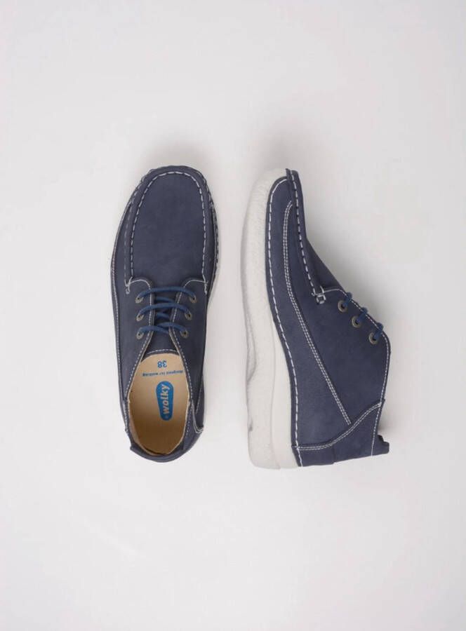 Wolky Dames Veterschoenen Roll Moc Denim Jeansblauw