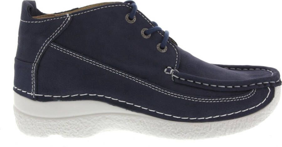 Wolky Dames Veterschoenen Roll Moc Denim Jeansblauw