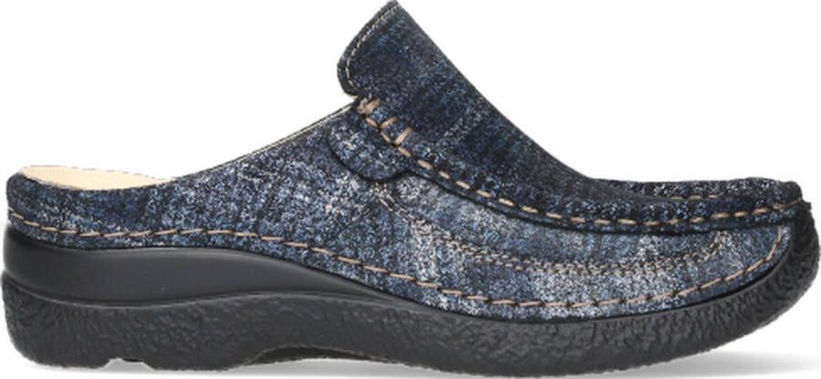 Wolky Comfortschoenen Roll Slide blauw goud metallic suede - Foto 1