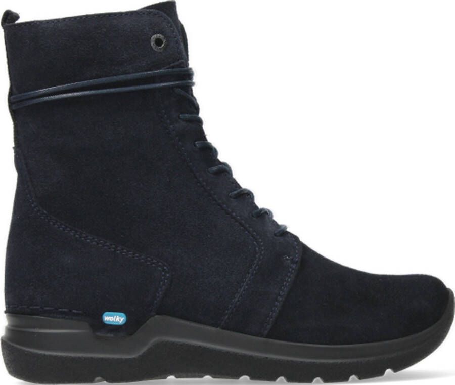 Wolky Hoge veterschoenen Bluff blauw suede