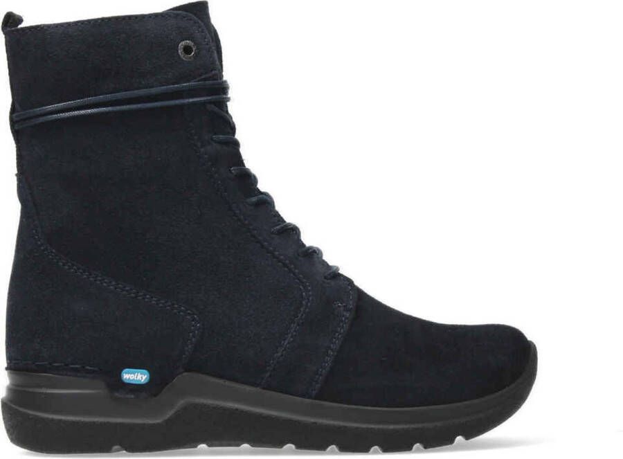 Wolky Hoge veterschoenen Bluff DB blauw suede