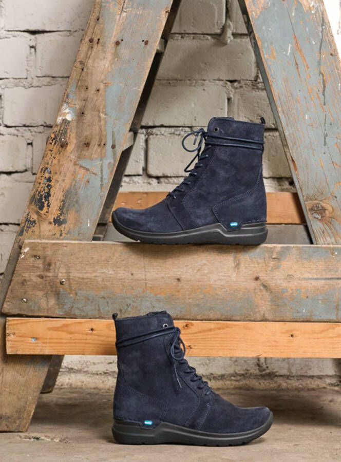 Wolky Hoge veterschoenen Bluff HV blauw suede