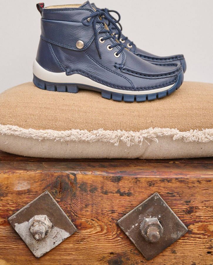 Wolky Hoge veterschoenen Jump Summer denim leer