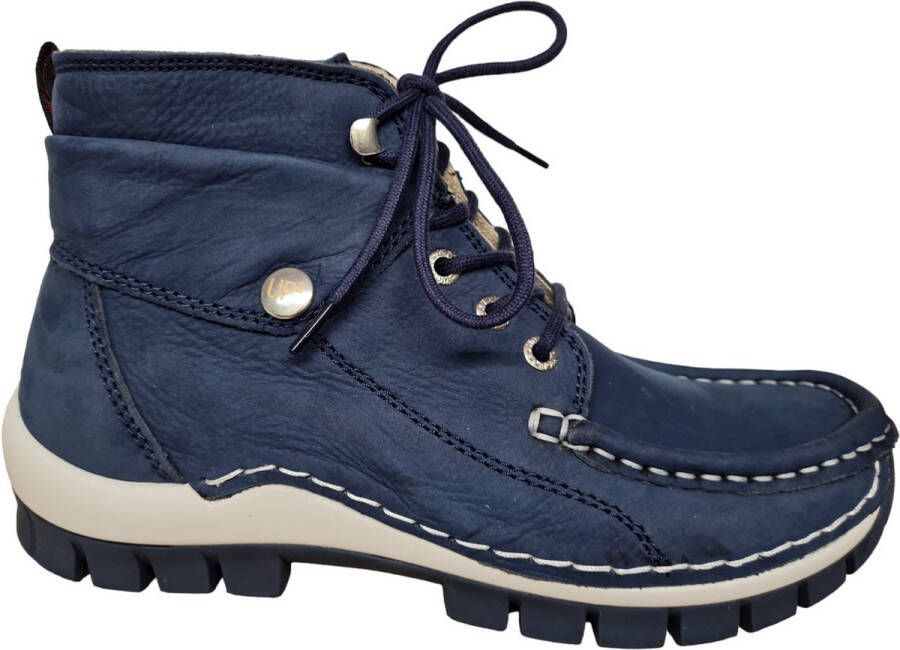 Wolky Hoge veterschoenen Jump Summer denim nubuck