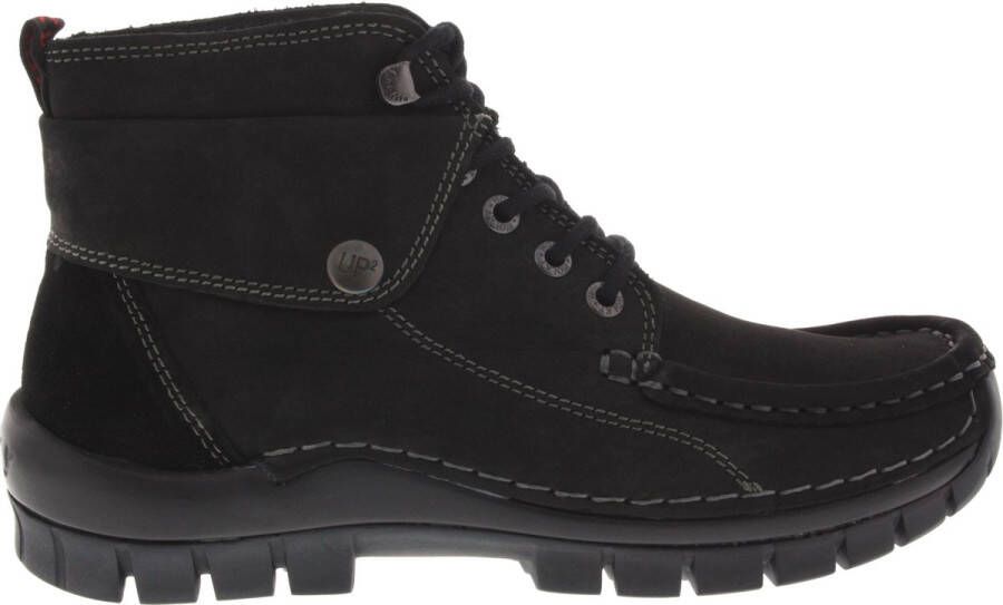 Wolky Hoge veterschoenen Jump zwart nubuck