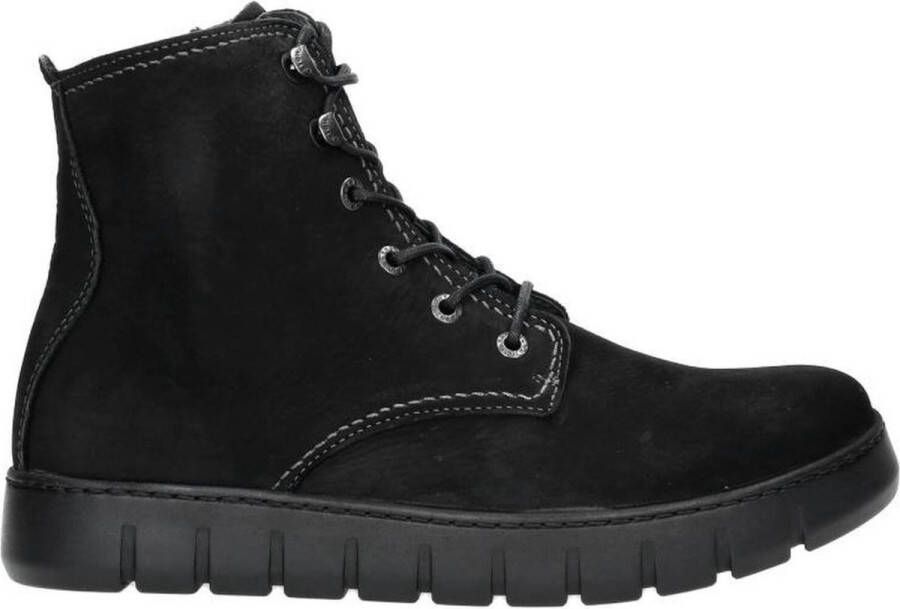 Wolky Hoge veterschoenen New Wave zwart nubuck