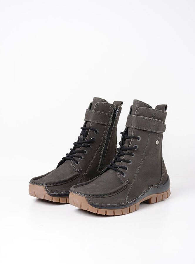 Wolky Hoge veterschoenen Reach asfalt nubuck