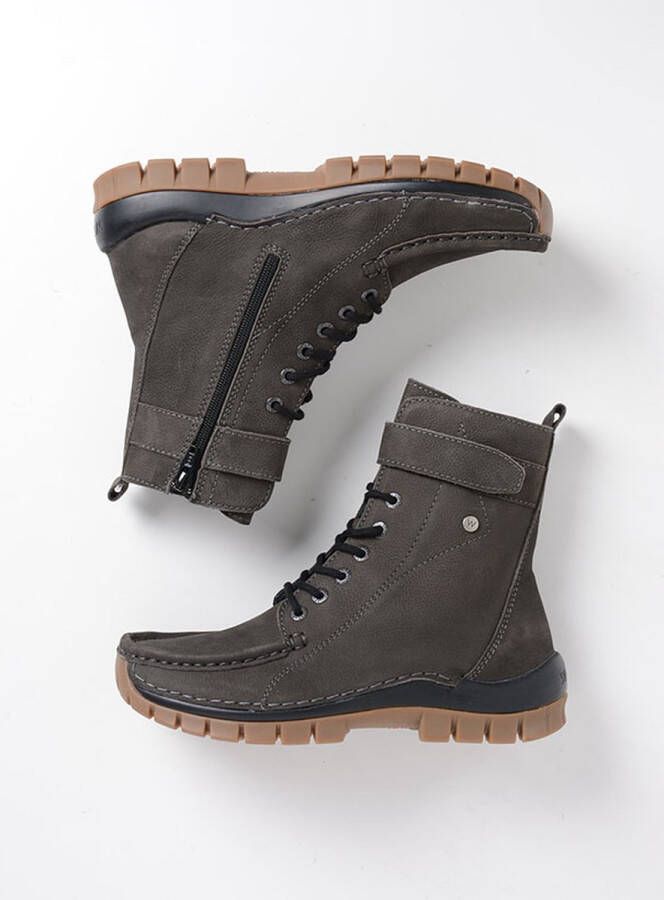 Wolky Hoge veterschoenen Reach asfalt nubuck