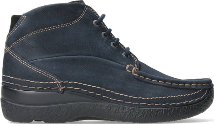 Wolky Hoge veterschoenen Roll Shoot blauw nubuck