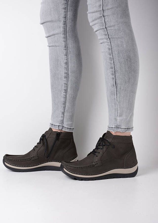 Wolky Hoge veterschoenen Salado asfalt nubuck